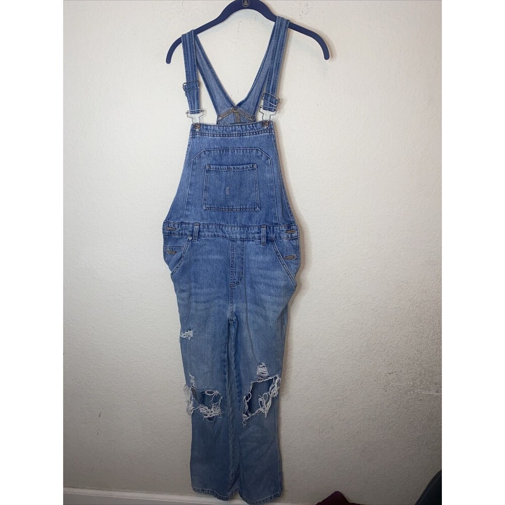 Womens Overalls Denim Distressed Jeans S Y2k 90s chore ranch